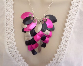 Statement Necklace, Bib Style Necklace, Gioielli Alluminio, Aluminium Necklace, Gift For Sister, Gothic Bridal Wear, Best Friend Token