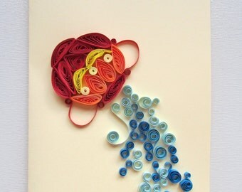 Aquarius Quilling Card, Zodiac Card, Zodiac gift, Art Greeting Card, Blank Birthday Card