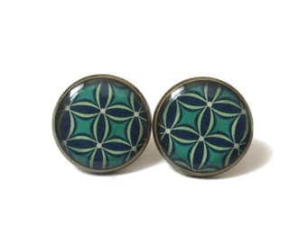TURQUOISE Geometric shape earrings - studs earrings - turquoise earrings - Gift for her