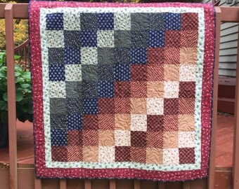 Quilt, Lap Quilt, Quilted Throw, Patchwork Quilt, Primitive Patchwork Quilt, Country Patchwork Quilt