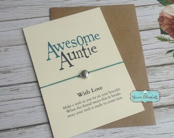 Auntie Friendship Bracelet, Aunt, Auntie Card, Auntie Gift, Aunt Card, Gift for Auntie, Auntie Birthday, Auntie Bracelet, New Auntie to be
