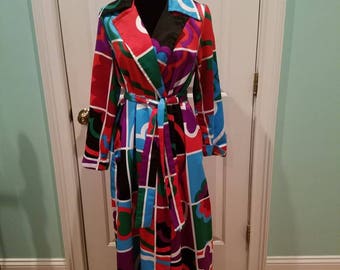 Vintage 70'S Colorblock Maxi Coat