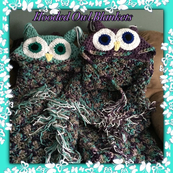 Hooded Owl Blanket Crochet Blanket Chunky Owl Blanket ...
