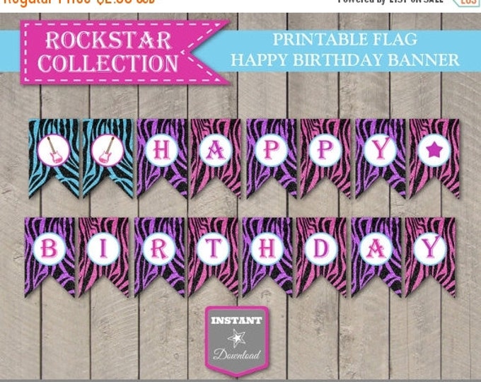 SALE INSTANT DOWNLOAD Rockstar Happy Birthday Banner / Printable / Girl's Party / Rockstar Collection / Item #702