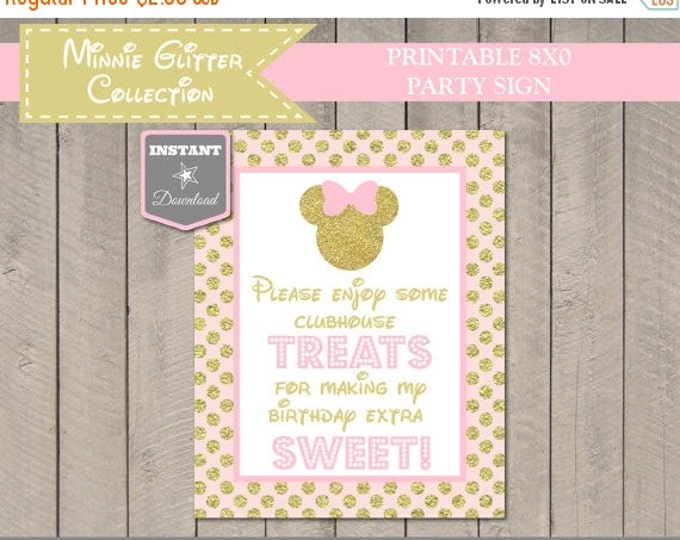 SALE INSTANT DOWNLOAD Pink and Gold Glitter Mouse Printable 8x10 Sweets Sign / Mouse Glitter Collection / Item #2005