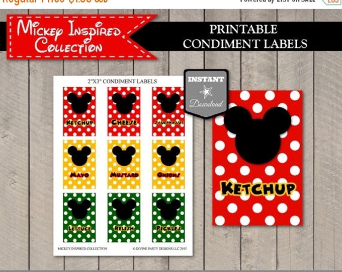 SALE INSTANT DOWNLOAD Mouse 2x3 Condiment Labels / Birthday Party Food / Printable Diy / Classic Mouse Collection / Item #1560