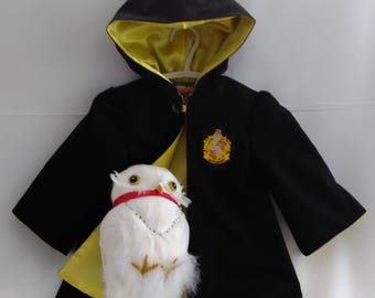 Baby Wizard Robe, Hufflepuff Robe, Harry Potter Hooded Robe, Size: New Born, Ready To Ship NOW, Cotton Outer & Satin Lining, All Handmade