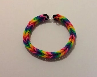 Items similar to Rubber Band Bracelet- - Friendship Bracelet- Rainbow ...