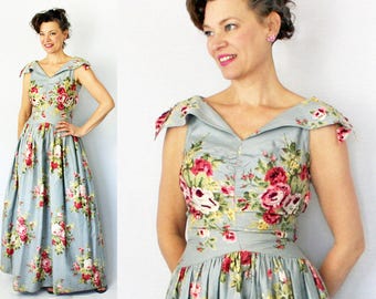 40s Gown / 1940s Gown / Evening Gown / Sequined Gown / Special Occasion Dress / 40s Dress / 1940s Dress / Formal Dress / VLV / Waist 25"