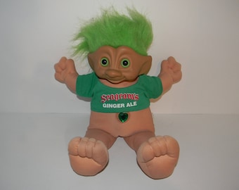 Vintage Ace Novelty Seagram's Ginger Ale Jewel Belly Treasure Troll Doll 15"