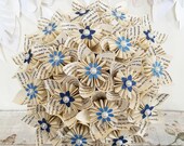 Paper Flower wedding bouquet origami kusudama pear blue book page literary personalised blossom little flower something blue theme bridal