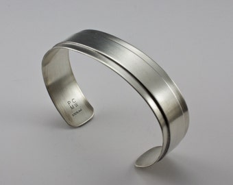 Sterling Silver Bracelet, Modern Cuff Bracelet, Mens Cuff, Womans Bracelet, Contemporary Cuff, Oxidized Cuff, Polished Cuff, Shiny Cuff