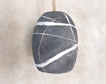 Beach rock lamp Suspension lamp with stone Paper mache lamps Stone effect lampshade