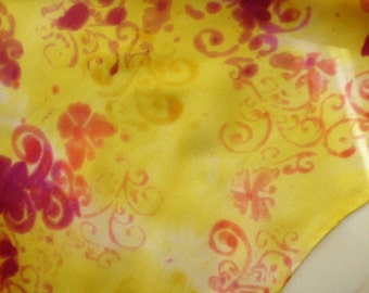 Silk Scarf Hand Painted Silk Scarf Flowers Yellow Silk Scarf