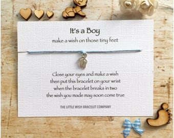 IT'S A BOY Congratulations Wish Bracelet, Baby Boy, Mum To Be Favour Gift, add a name & custom wording options