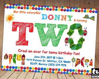 Very Hungry Caterpillar Invitations - ONLY for age 2