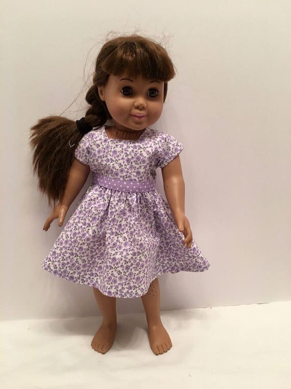 18 Doll Dress: Cotton purple and white polkadot dress