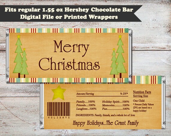 Merry Christmas Candy Bar Wrappers Holiday Tree Candy Bar