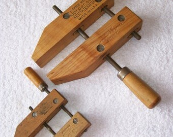 Two Vintage Jorgensen Wood Clamps Woodworking #4/0 and #0