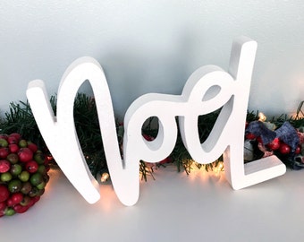 Noel-Unfinished Freestanding Wood Word Cutout-Custom Handlettered