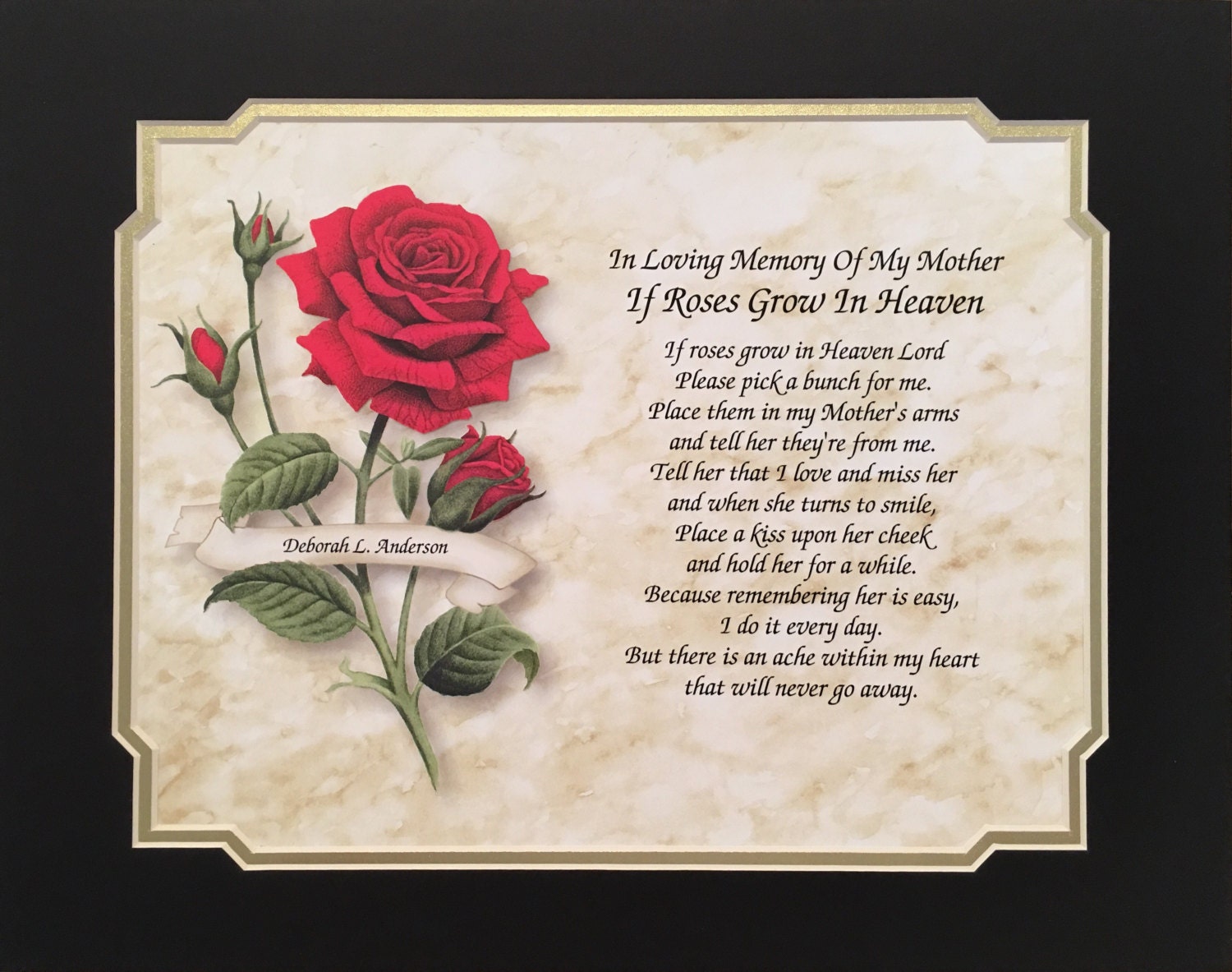 In Sympathy of Mother Personalized Gift If Roses Grow In