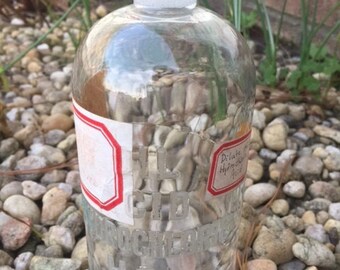 Vintage Chemistry Bottle-1960s-Raised Letters On Bottle-Paper Label-Glass Bottle-Apothecary Bottle-DIL ACID HYDROCHLORIC HCl-made in usa