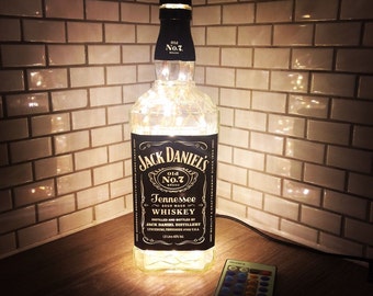 1 Litre Remote LED Jack Daniels bottle lamp light In Warm White