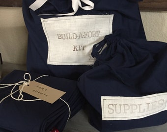 Navy with RED & WHITE ties - Build-A-Fort Kit
