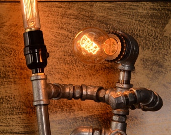 Designer Industrial Lighting - Steampunk Lamp Table Lamp Edison Vintage Light Water Pipe Bedside Lamp Rustic Light Fisherman