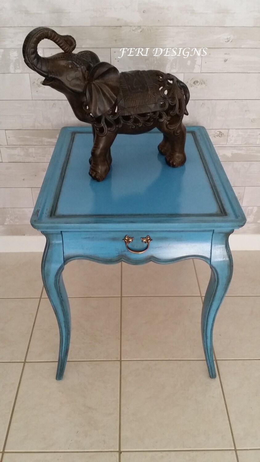 Blue Vintage End/Side Tables Coffee Tables by FERIDESIGNS on Etsy