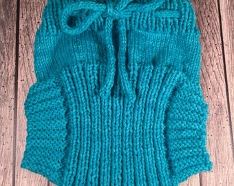 Custom Wool Soaker - Hand Knit Wool Soaker - Wool Diaper Cover - Diaper Cover - Aqua Wool Diaper Cover