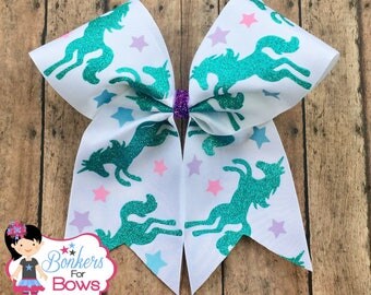 Unicorn Cheer Bow, unicorn hair bow, unicorn hair clip