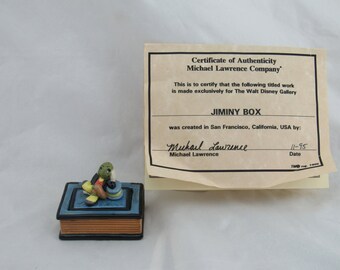 Jiminy Cricket Disney Porcelain Trinket Pill Box, Michael Lawrence, 1995