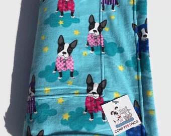 Boston Terrier Blanket, Dog Blanket, Dog Throw, Toddler Nap Blanket, Nursery Decor, Boston Puppies, Dogs in Pajamas, Boston Terrier Baby