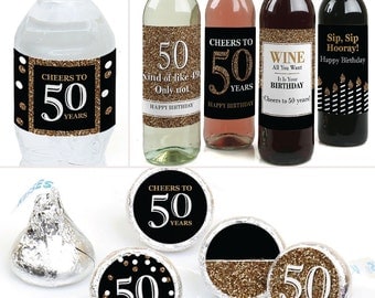50th birthday party decorations favors kit wine water and candy labels trio sticker - 50th Birthday Party Decorations 50th birthday party decorations favors kit wine water and candy labels trio sticker - 50th Birthday Party Decorations