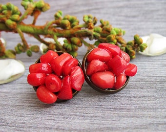 birthday gifts for sister gift earrings Coral earrings Coral studs earrings Boho earrings Taurus birthstone jewellery Coral jewellery gift
