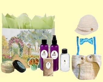 NEW MOM Baby BOY Gift Basket Set Bag! Baby Outfit Set! Natural Bath & Body w/ Organic Ingredients Pregnancy Delivery Maternity, Postpartum