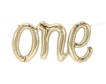 Giant 30" "ONE" White Gold Script Foil Balloon,First Birthday "Same Day Shipping"