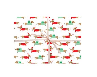 Dachshund Wrapping Paper, Dachshunds Gift Wrap, Christmas Dachshunds Wrapping Sheets