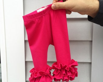 RUFFLE leggings, solids, dots, toddler ruffle leggings, ,lots of colors, girls knit pants, Double ruffle leggings ,baby ruffle leggings