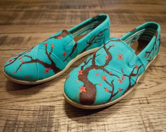Custom Hand Painted Shoes - Cherry Blossom