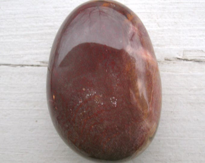Petrified Wood , 102grams or 3.6 oz, about 2 1/2" long, polished palm stone, Salicified Wood, fossil wood, dark red, honey tone, pinkish