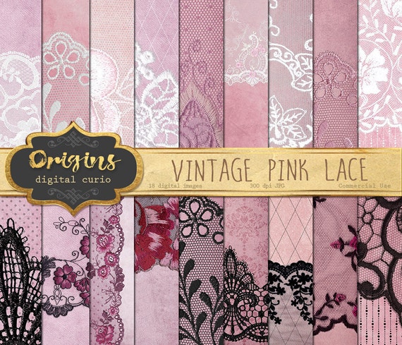 Vintage Pink Lace Digital Paper, pink grunge vintage textures ...