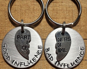 Best Friend Keychain - Best Friend Gift - Good Friend Bad Friend - Couple Keychains- Good Influence Bad Influence - Friend Gift