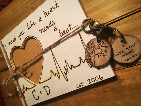 Couples Gift Set Personalized Wood Burned Frame Matching Keychain For Girlfriend Present Heart Custom From DesignCAB On Couples Gift Set Personalized Wood Burned Frame Matching Keychain For Girlfriend Present Heart Custom From DesignCAB On