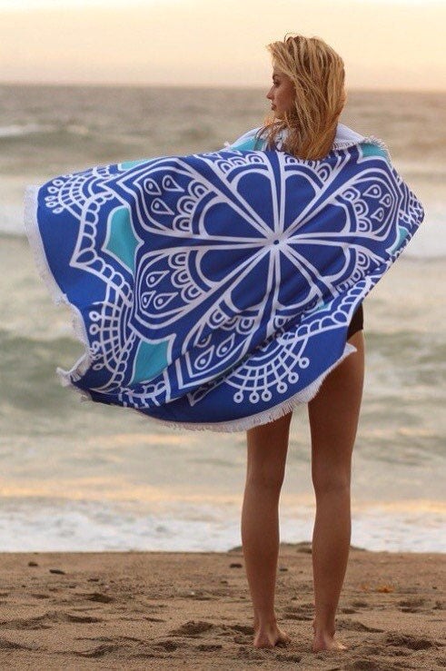 Round Beach Towel, Beach Towel Throw, Yoga Mat, FREE SHIPPING