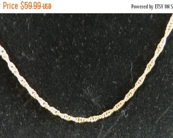 Storewide 25% Off SALE Vintage Gold Tone Spiral Chain Linked Designer Necklace Featuring Beautiful Sparkling Design and Stiff Spiral Setting