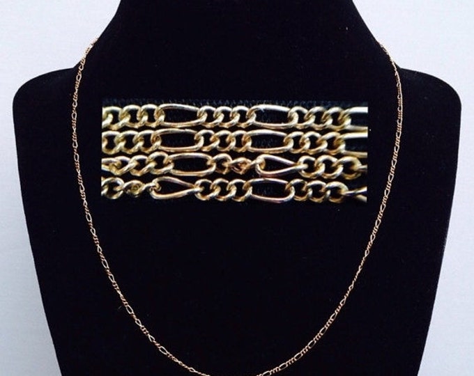 Storewide 25% Off SALE Vintage 14k Yellow Gold Alternating Link Designer Necklace Featuring Elegant Style Finish