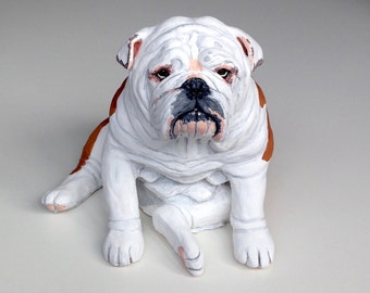 Pet Portrait Custom, Pet Memorial, English Bulldog Statue, English Bulldog Art, Dog Portrait, Gifts for Dog Lovers, Clay Sculpture,