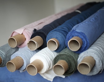 LINEN FABRIC / natural dyed / pre-washed / eco friendly in different colours